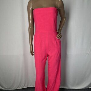 Ba&sh Women's Strapless Jumpsuit Hot Pink Size S Cyrus Wide Leg